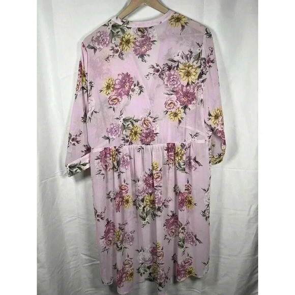 Torrid lexi chiffon hi-lo tunic blouse size 0 pink floral lightweight casual - Picture 4 of 5